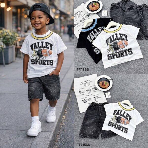 Boys Stoned Denim Short Set