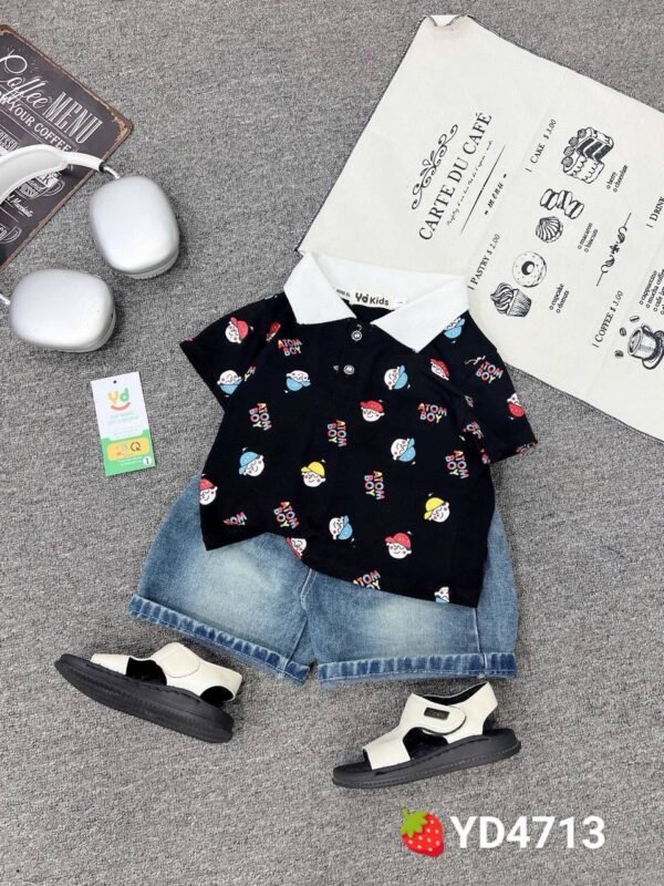 Atom Boy Polo & Denim Short Set