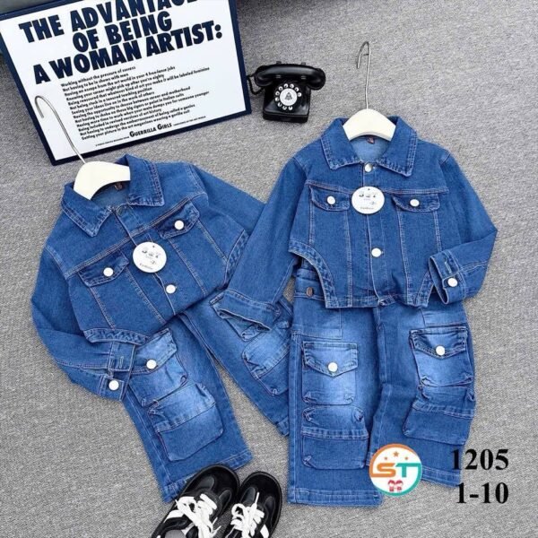 Classic Blue Cargo Denim Set
