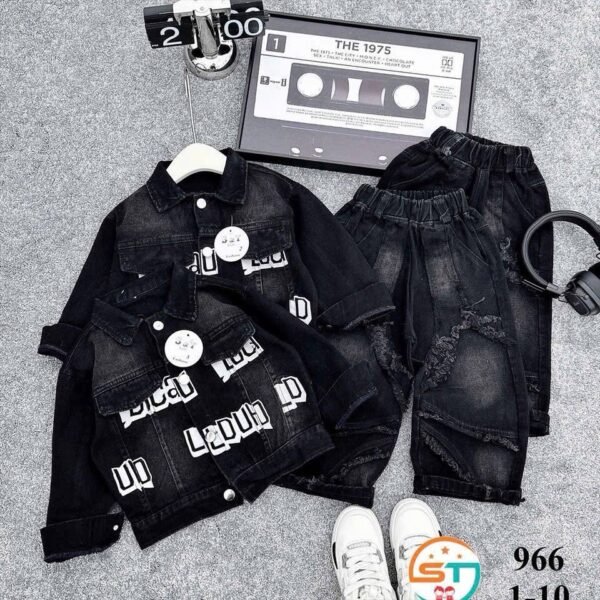 London Graphic Black Denim Set