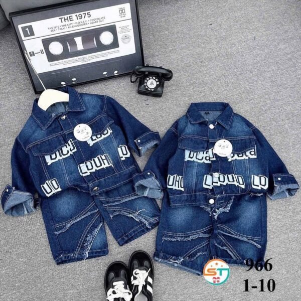 London Graphic Blue Denim Set