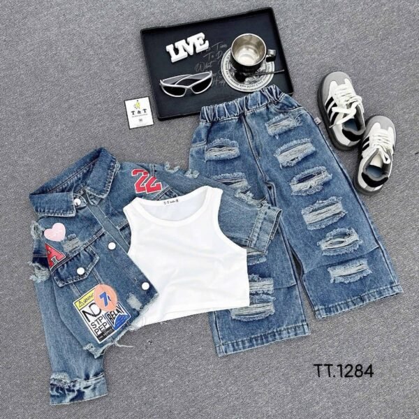 Stylish Blue 3pcs Denim Set