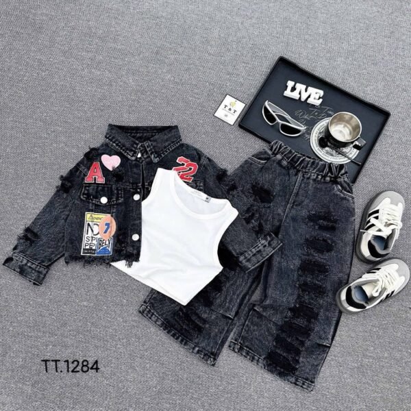 Stylish Black 3pcs Denim Set