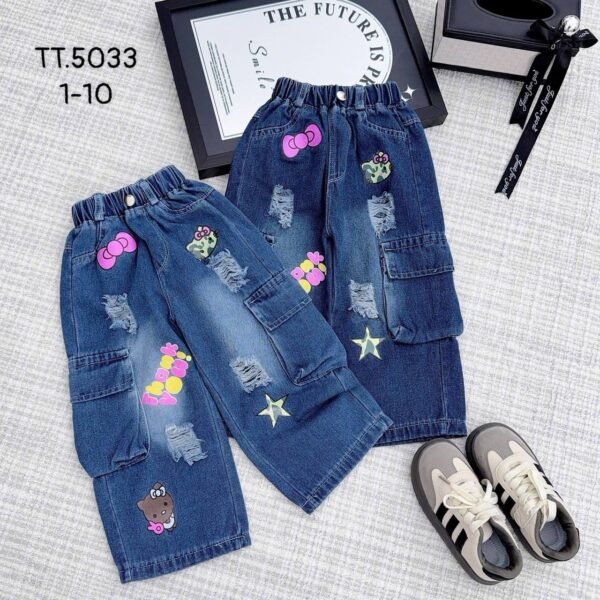 Hello Kitty Distressed Cargo Jeans