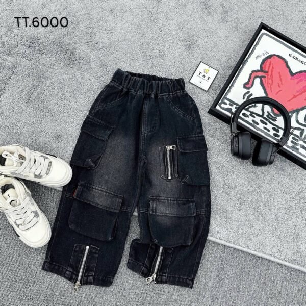 Kids Zipper Cargo Denim