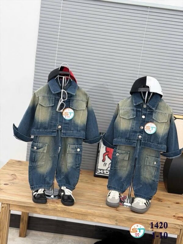 Boys Ombre Cargo Denim Set