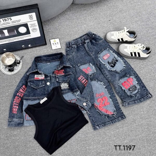 Girls College Patch 3pcs Denim Set