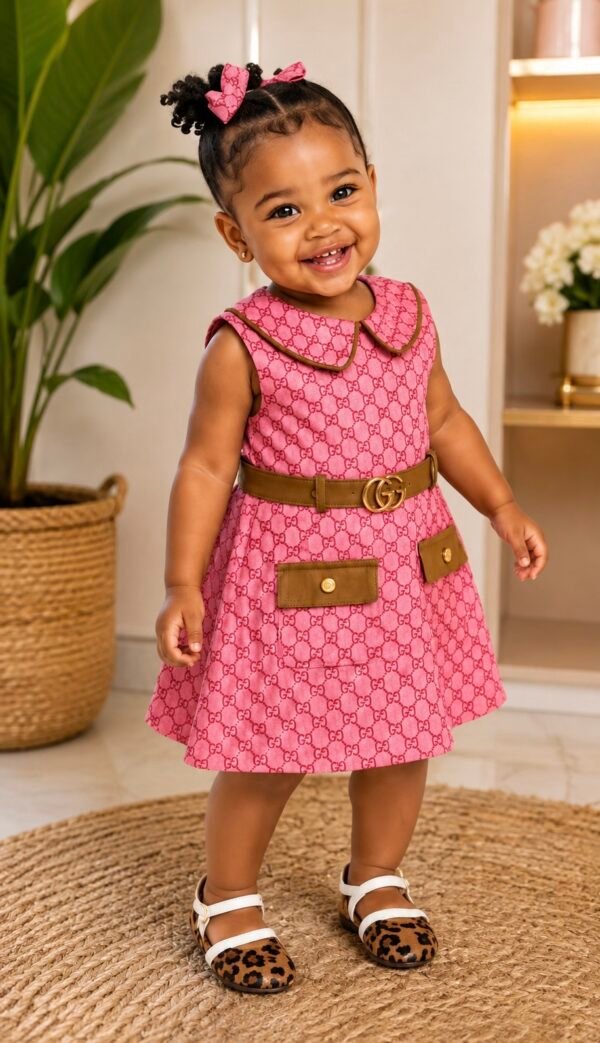 Girls' GG pink Sleeveless Dress with Belt
