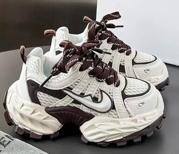 Kids Chunky Mesh Sneakers – Brown Accent