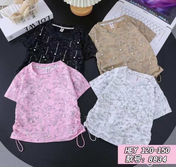 Kids Pearl-Drop Rhinestone T-Shirt