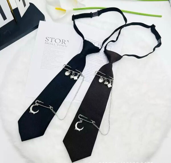 Kids Pin Chain Tie Black